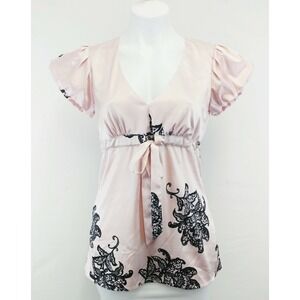 Express Women Shirt, Size X-Small, pink, black, polyester, spandex